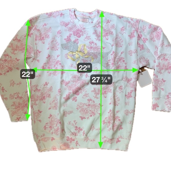 NWT 🌸PINK x LoveShackFancy🌸 Pink & White Oversized Signature Sweatshirt Size S - Picture 6 of 15